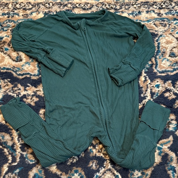 Little Sleepies Emerald Ribbed Zip Pajamas - Picture 1 of 5